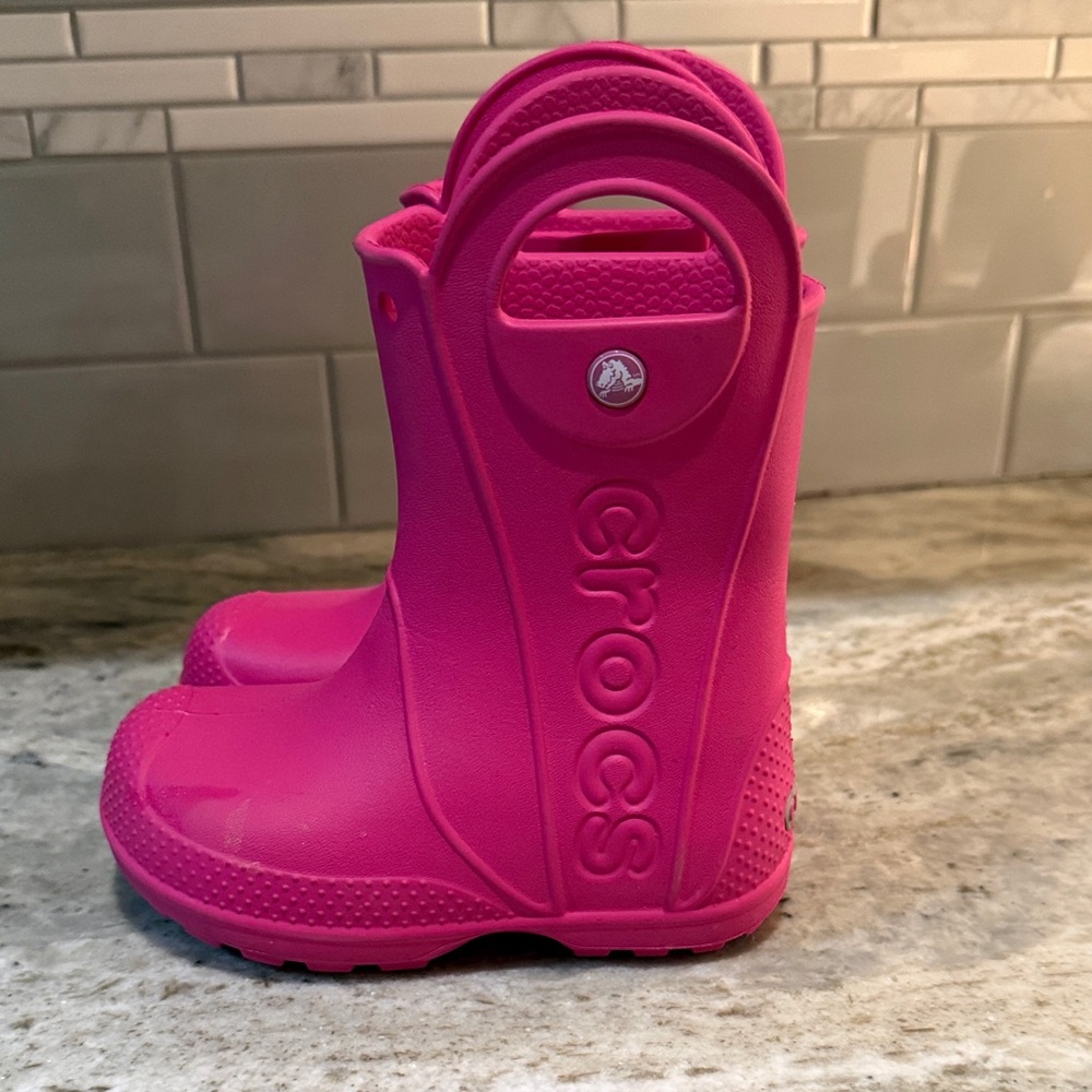CROCS Kids hot pink Rain Boots
